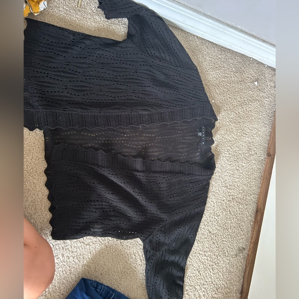 Tiana B. Black Eyelet Lace Blouse
